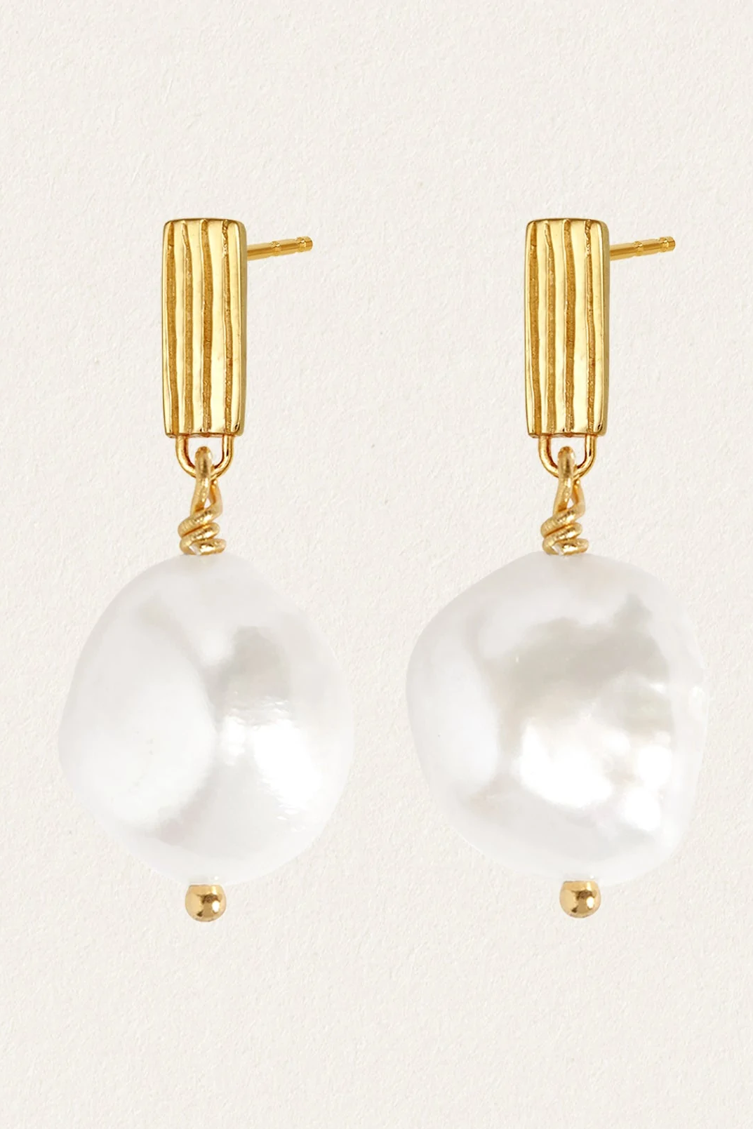 Temple Of The Sun | Baroque Pearl Earrings - Gold