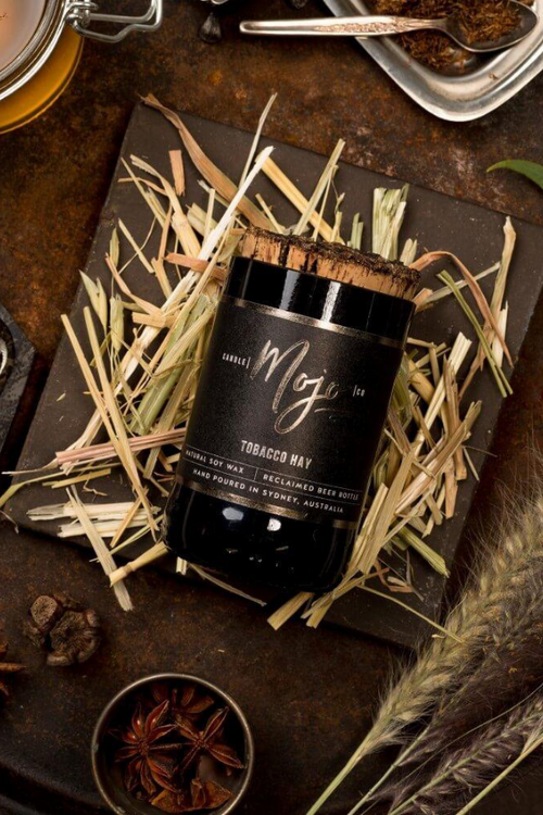 Beer Bottle Candle - Tobacco & Hay