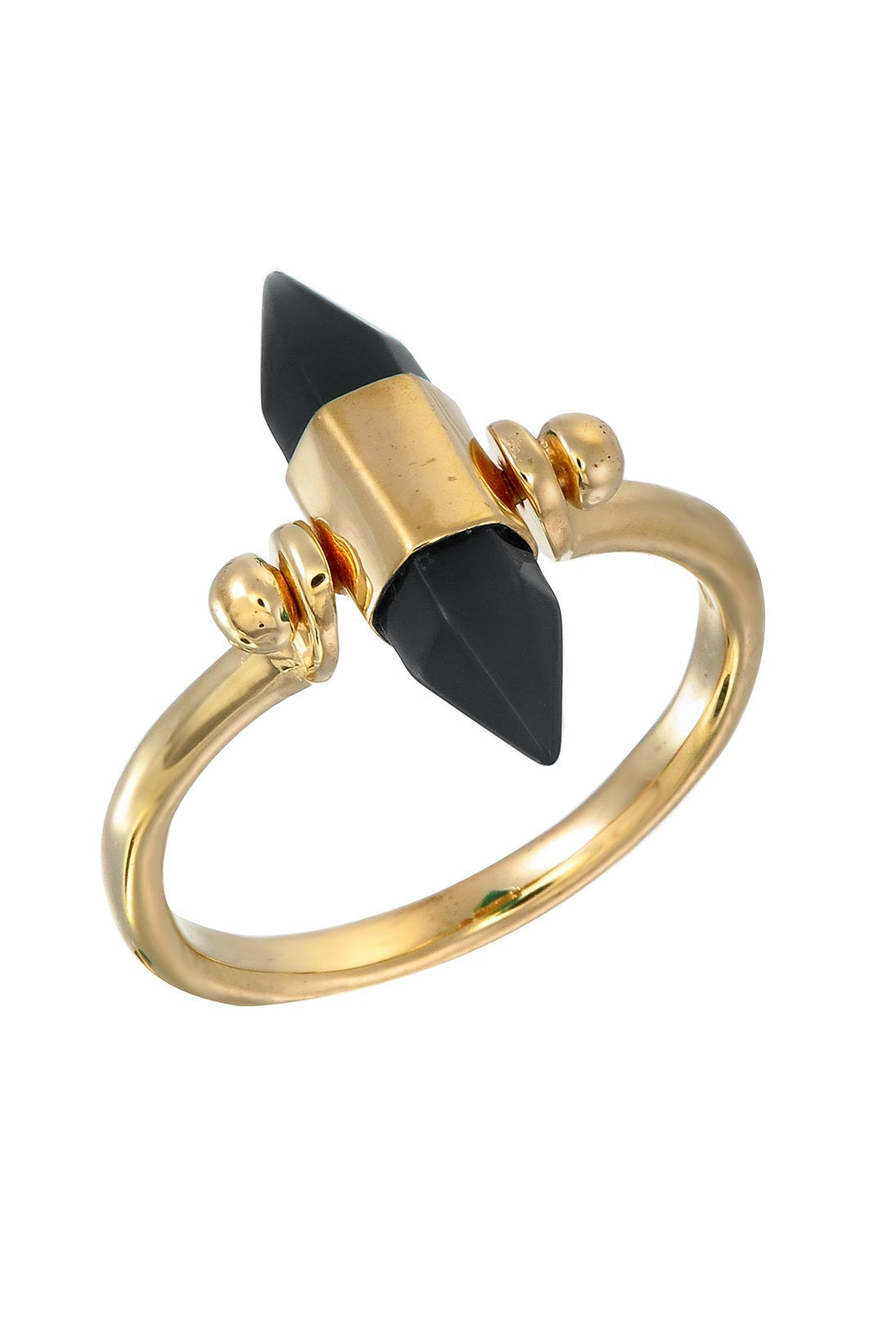 Black Onyx Swivel Ring - Gold