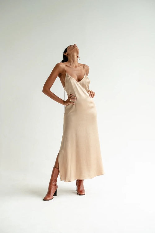Bahhgoose | Signature Silk Slip Dress - Nude