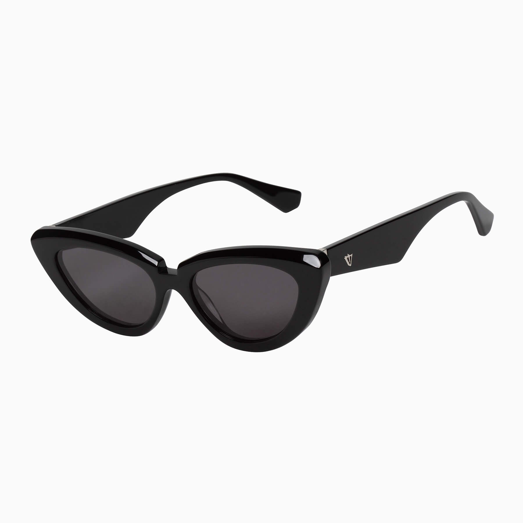 Valley Eyewear | Dayze | Sunglasses - Gloss Black w. Silver Metal Trim / Black Lens
