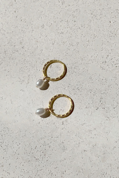 Saint Valentine | Mini Pearl Hoops - Gold
