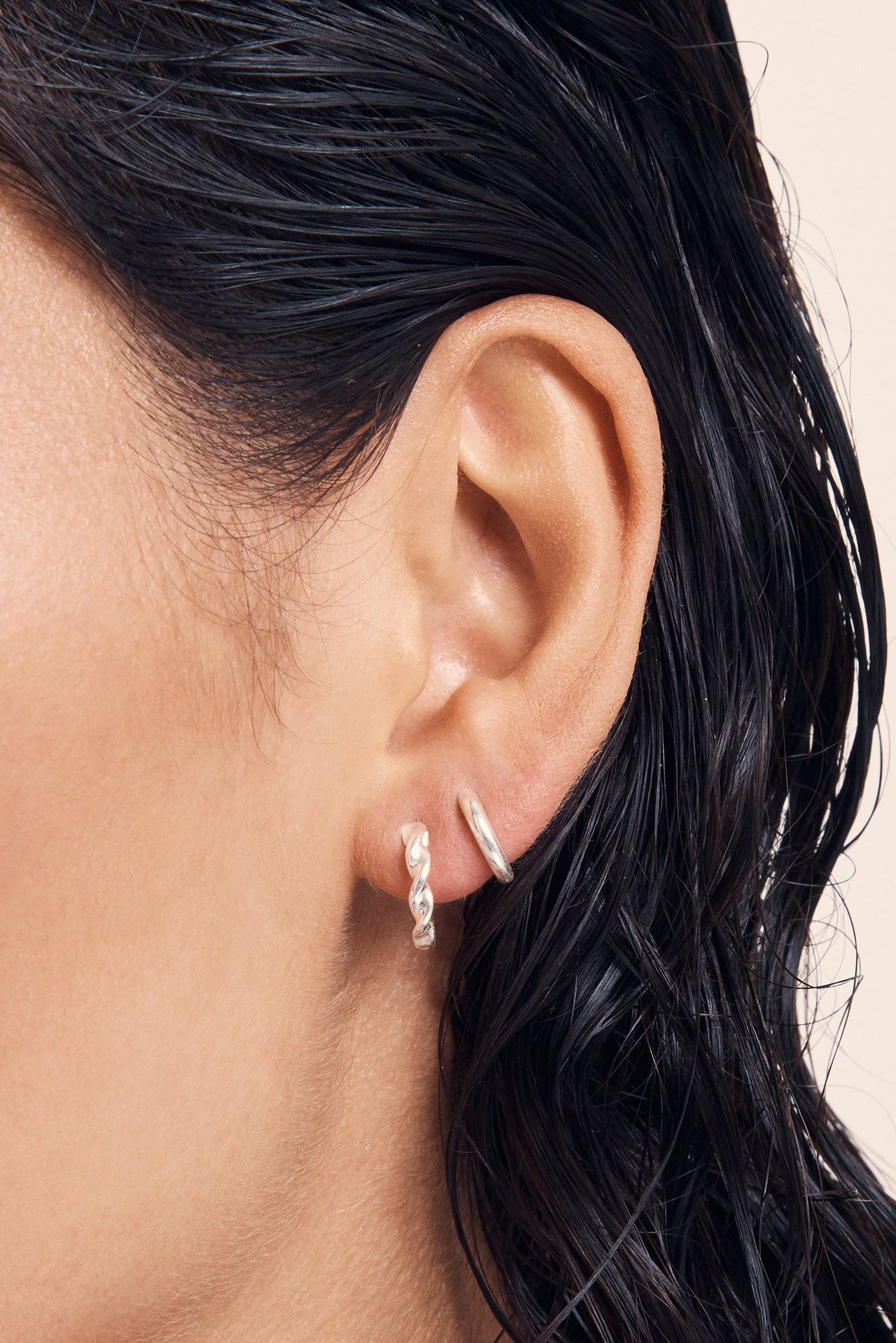 Helix Huggie Earrings - Silver
