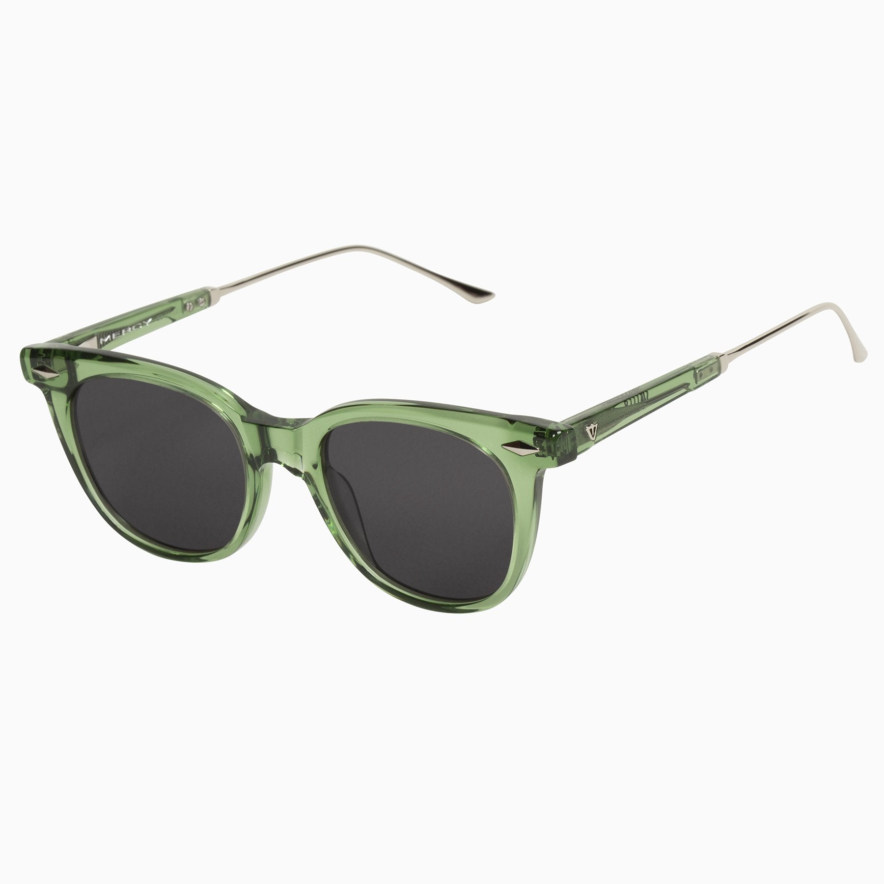 Valley Eyewear | Mercy | Sunglasses - Bottle Green w. Silver Metal Trim / Clear Lens