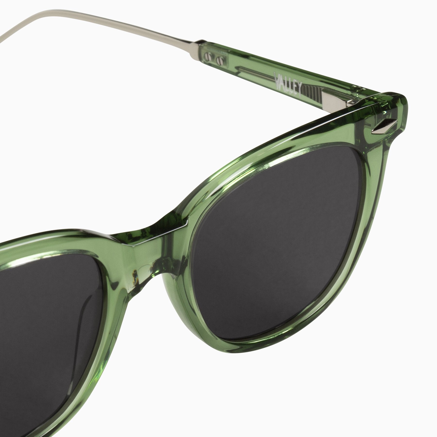 Valley Eyewear | Mercy | Sunglasses - Bottle Green w. Silver Metal Trim / Clear Lens