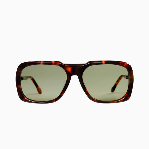 Valley Eyewear | Memoir | Sunglasses - Classic Tort w. 24k Gold Metal Trim / Olive Green Lens