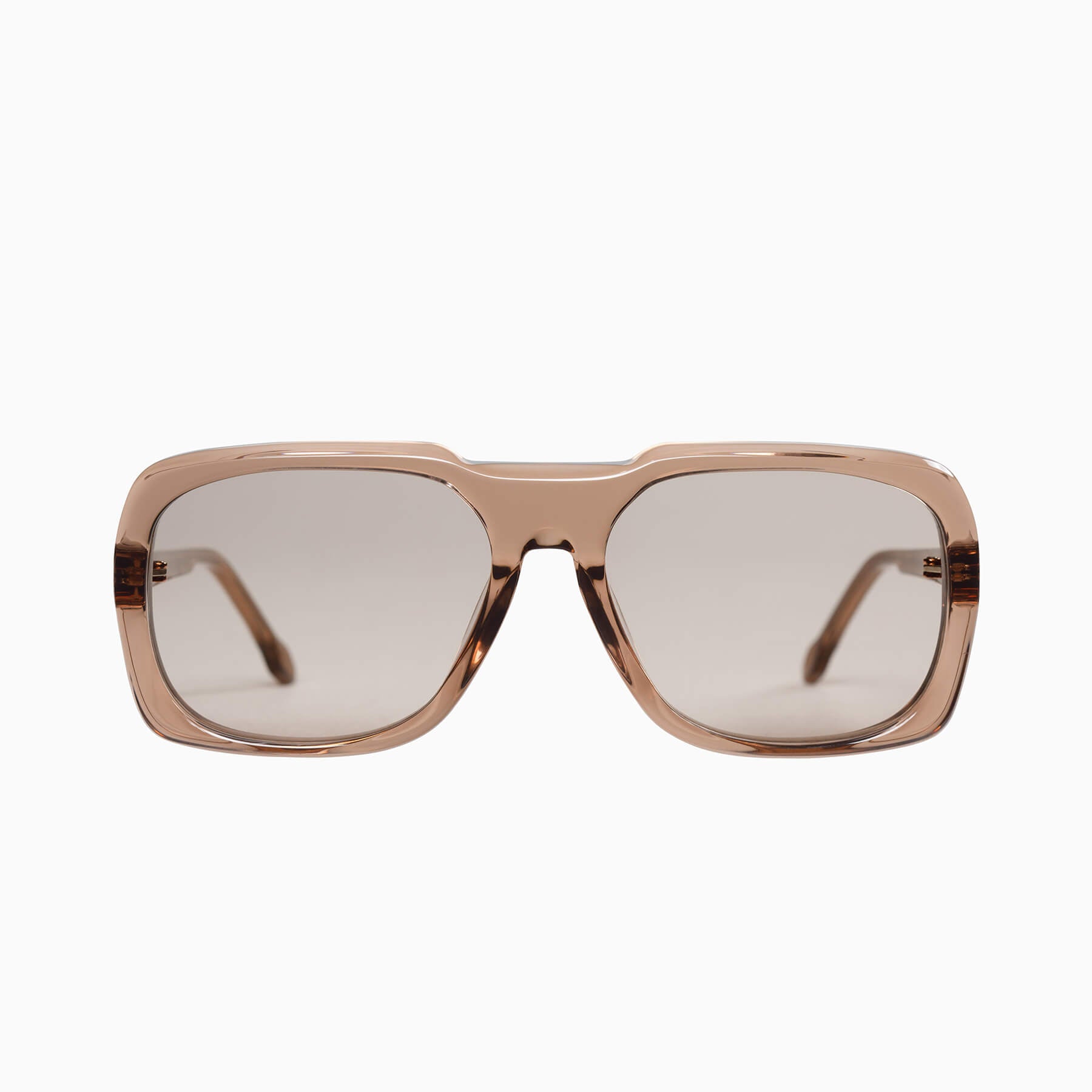 Valley Eyewear | Memoir | Sunglasses - Transparent Mocha w. Rose Gold Metal Trim / Light Brown Lens