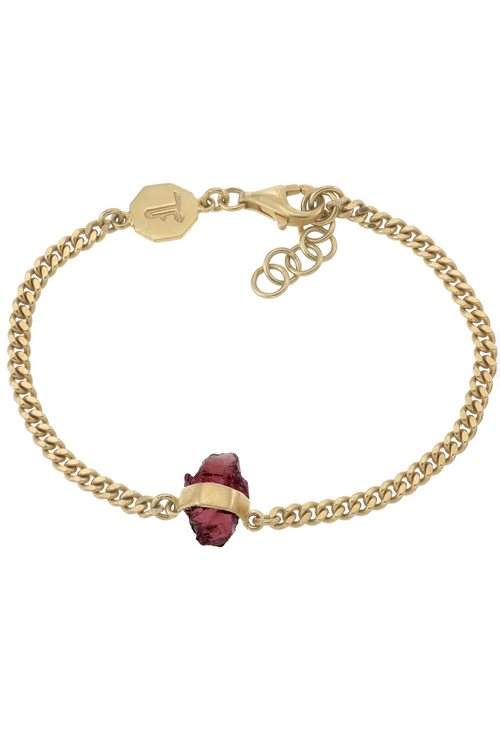Tiger Frame | Rough Gem Chain Bracelet - Garnet - Gold