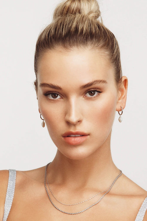 Saint Valentine | Mini Keshi Pearl Hoops - Silver