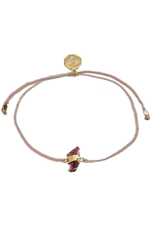 Rough Garnet Crystal Bracelet - Dusty Pink - Gold