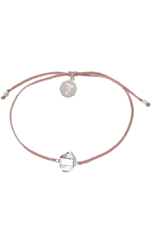 Diamond Quartz Crystal Bracelet - Dusty Pink - Silver