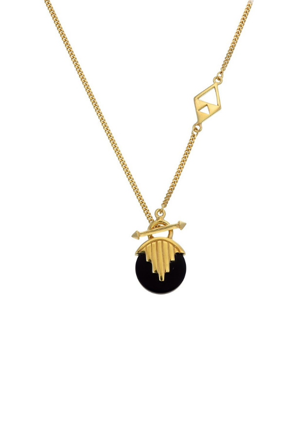 Mini Aurora Pendulum Necklace - Black Onyx - Gold