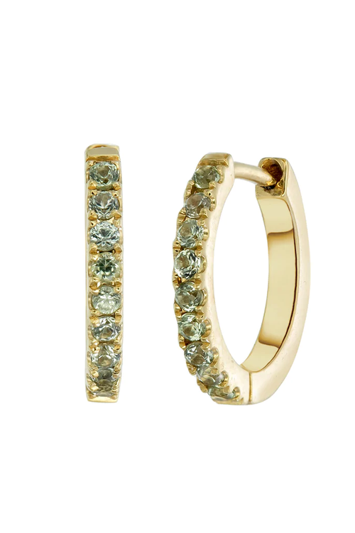 Tiger Frame | Mini Halo Hoops - Green Sapphire - Gold