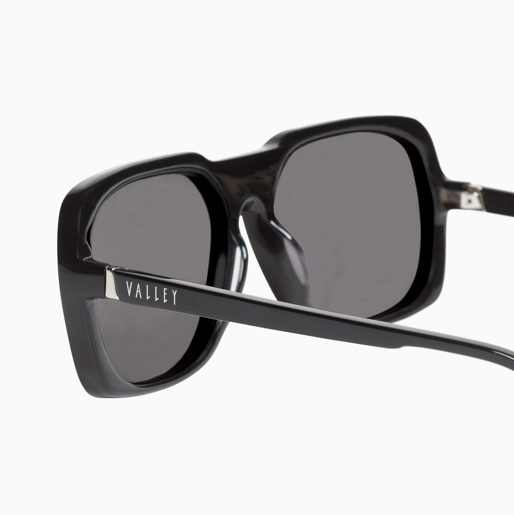 Memoir | Sunglasses - Gloss Black w. Silver Metal Trim / Black Lens - Sunglasses - Valley Eyewear - Women's fashion at The Freedom State