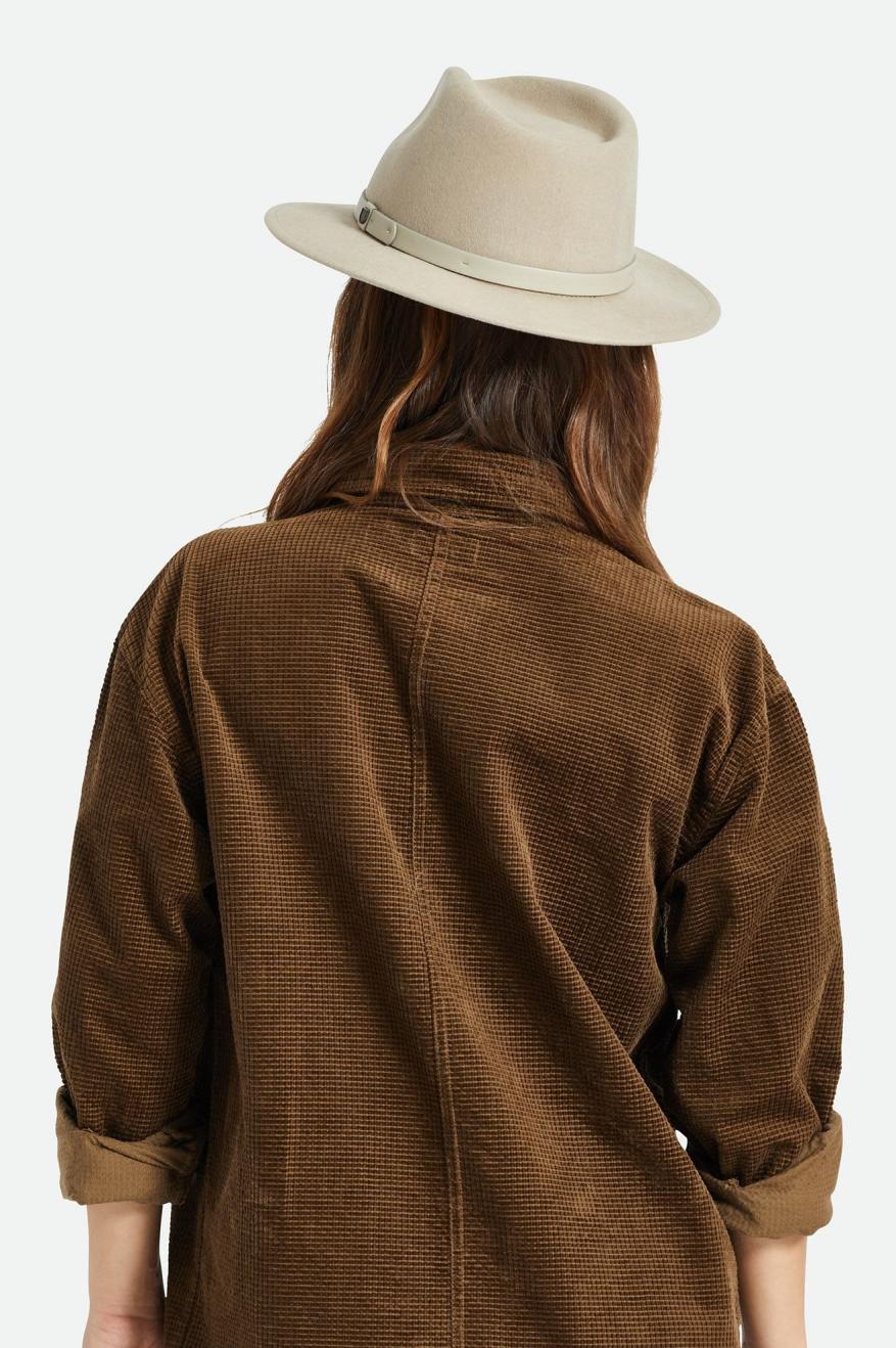Messer Fedora - Light Fawn - Wide Brim Hat - Brixton - Women's fashion at The Freedom State
