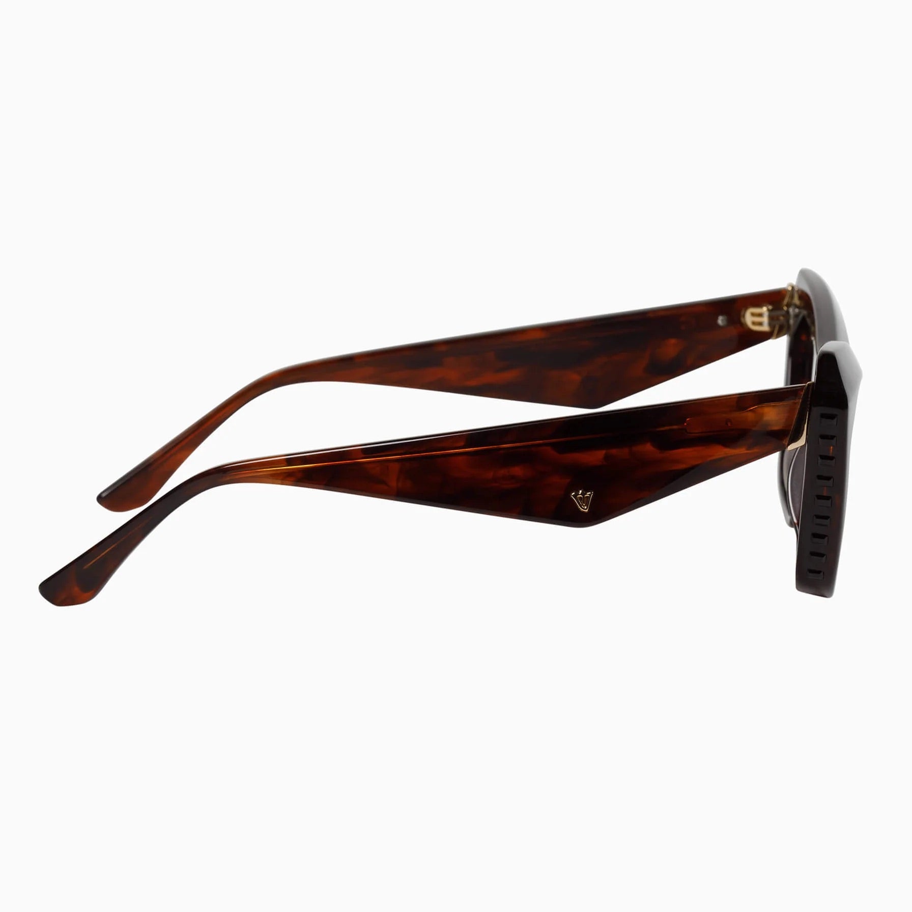 Valley Eyewear | Piaf | Tobacco Tort w. Black Swarovski Crystals Gold Metal Trim / Brown Gradient Lens