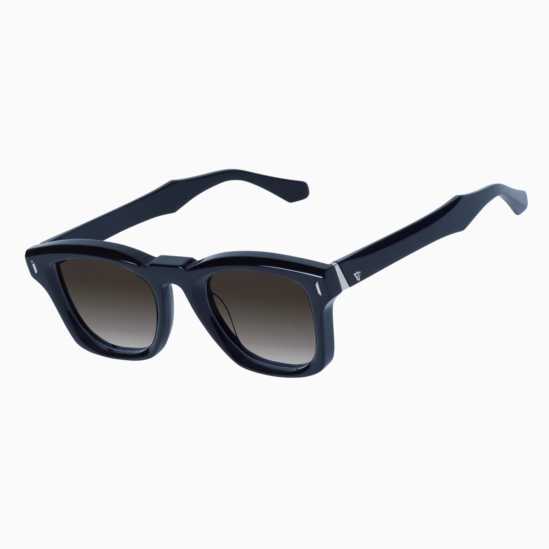 Valley Eyewear | Solomon | Gloss Black w. Silver Metal Trim / Brown Gradient Lens