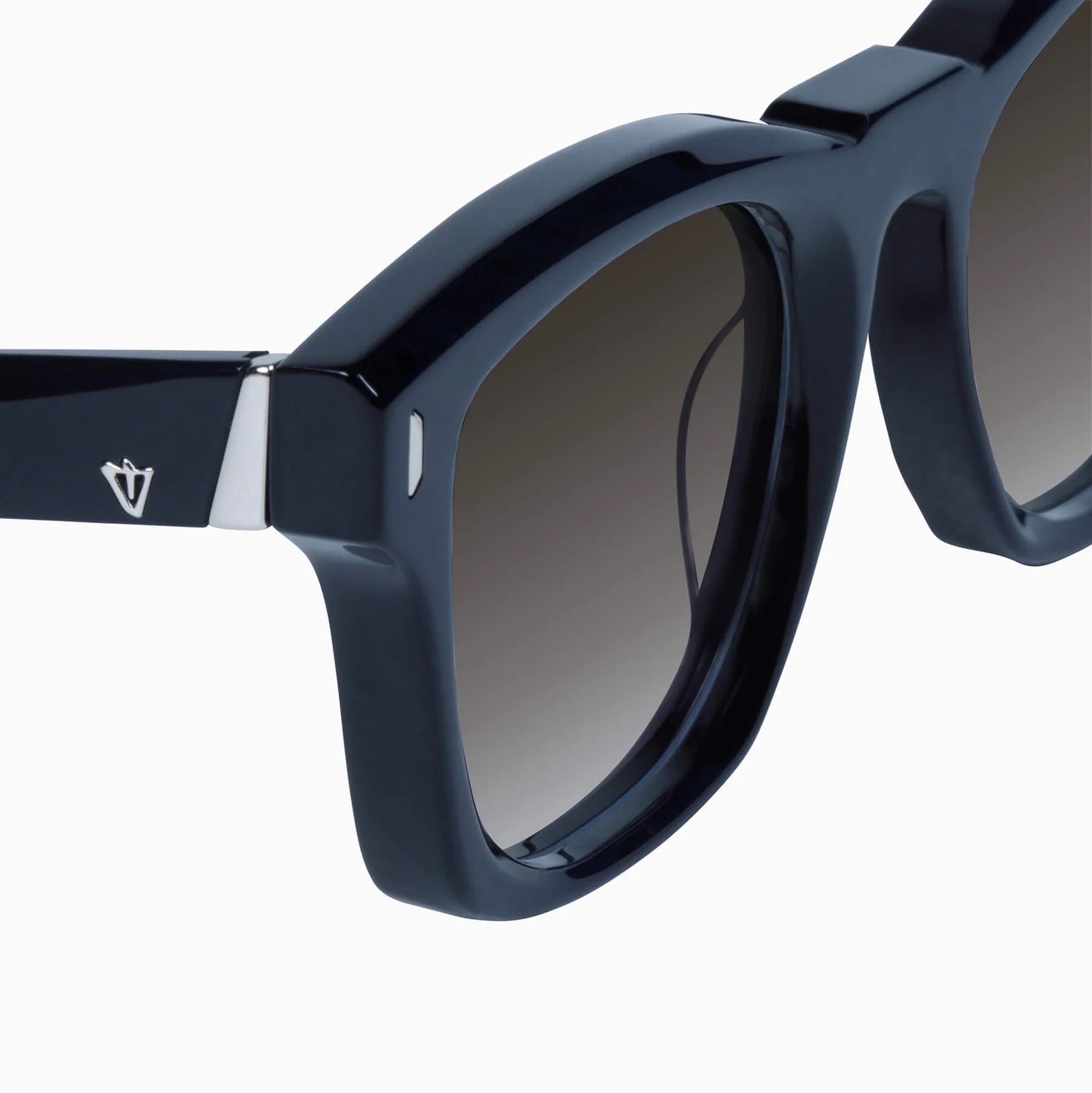 Solomon | Sunglasses - Gloss Black w. Silver Metal Trim / Brown Gradient Lens