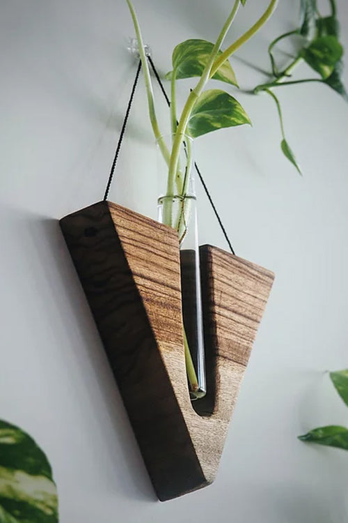 Fab Signature | Triangular Wall Decor - Walnut Stain