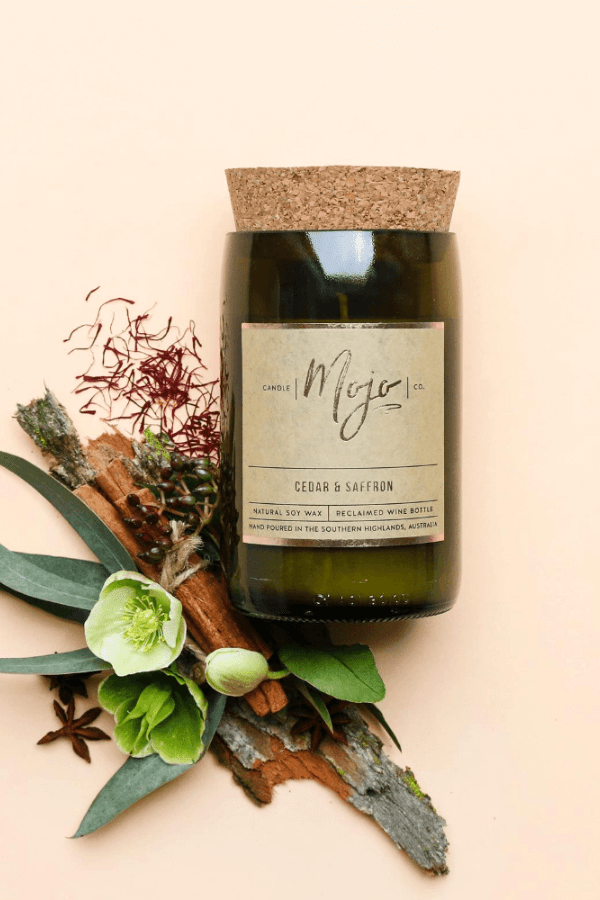 Wine Bottle Candle - Cedar and Saffron - Candles - Mojo Candle Co. - Women's fashion at The Freedom State