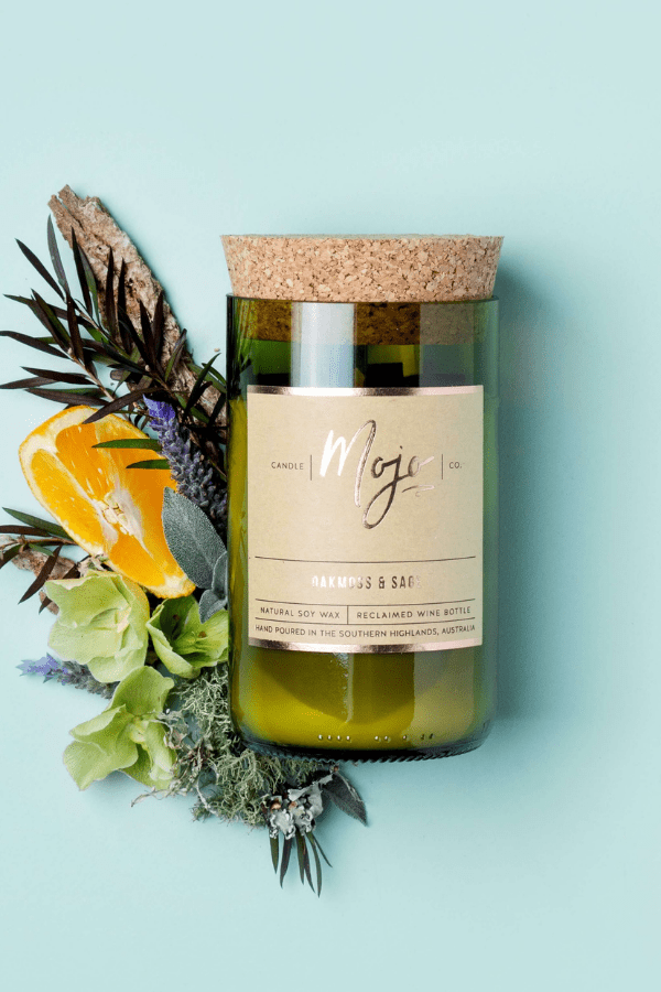 Wine Bottle Candle - Oakmoss and Sage - Candles - Mojo Candle Co. - Women's fashion at The Freedom State